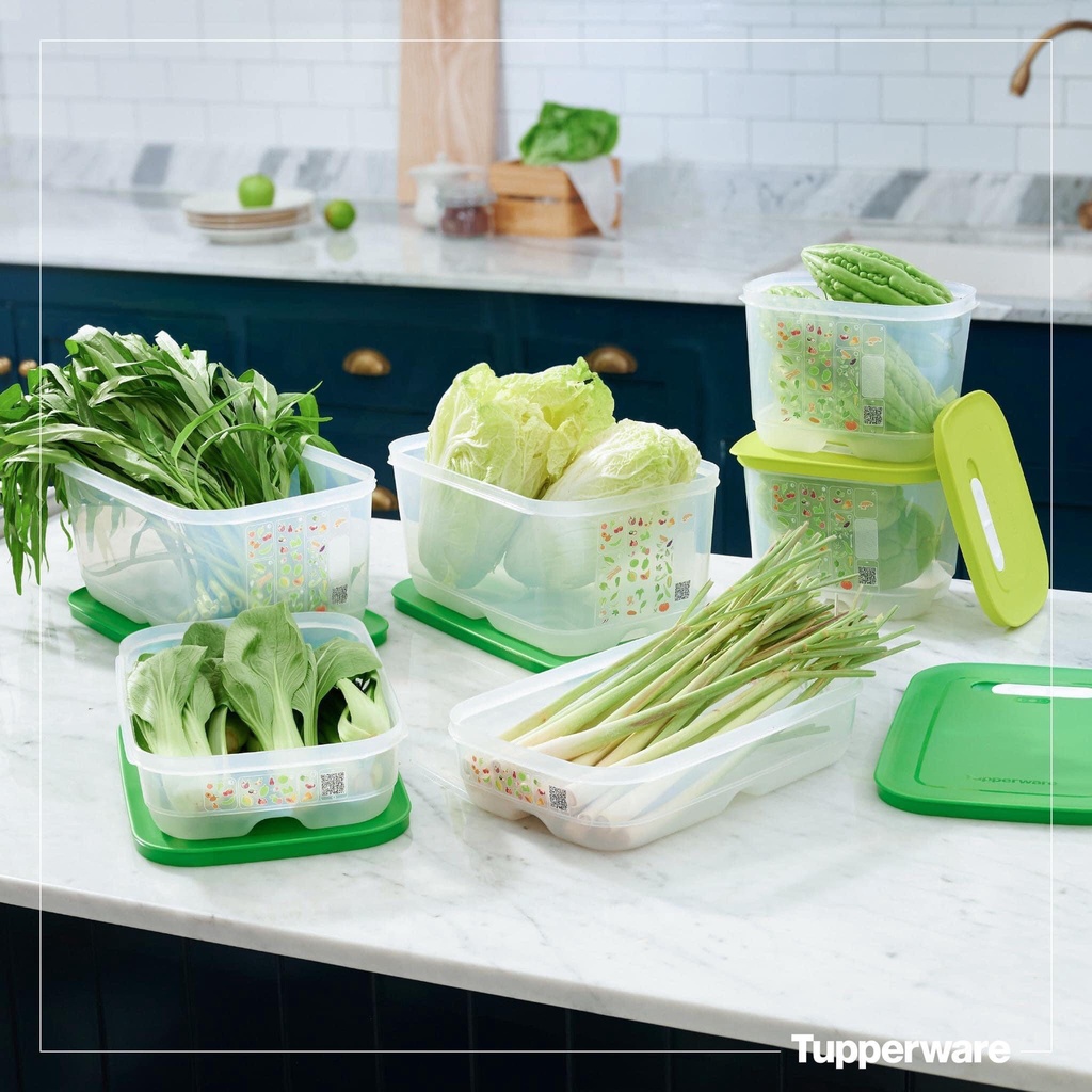 Bộ hộp trữ mát Tupperware Ventsmart thiết kế có nút hô hấp chất liệu nhựa nguyên sinh an toàn tiếp xúc thực phẩm 6 hộp