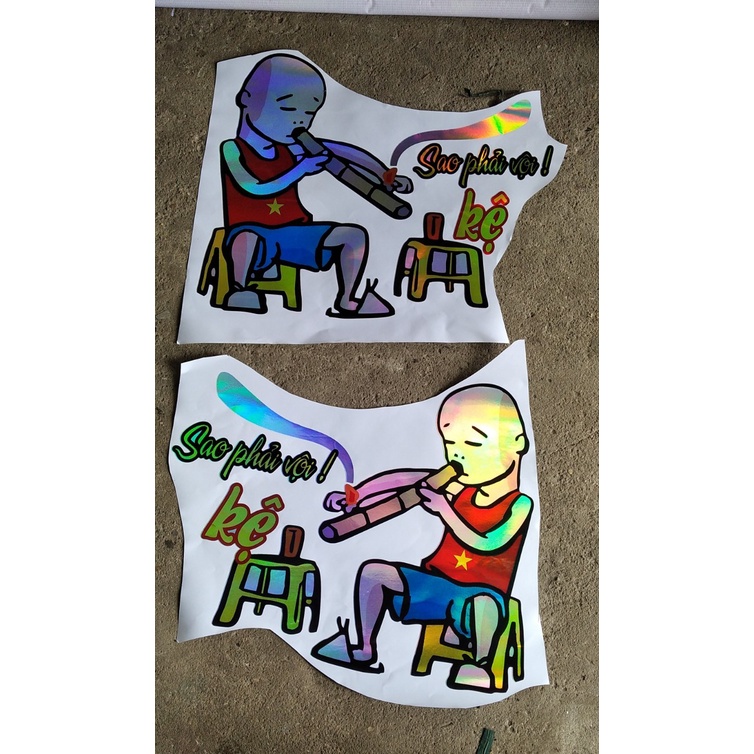 Tem xe tải hút thuôc lao. Cặp tem ông tễu kèm chữ Sao phải vội dán xe ô tô . Tem decal logo hút thuôc