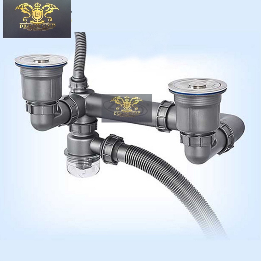 Xi phông chậu rửa bát đúc bầu phi 110 bầu xám chống hôi , thoát nhanh