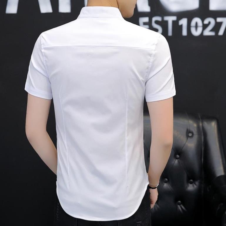 h Áo sơ mi nam, Áo sơ mi cộc tay Cổ tàu phối khóa,Thiết kế độc đáo,  Mã N19 . | BigBuy360 - bigbuy360.vn