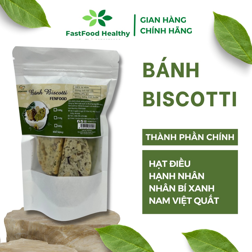 Bánh bicostti ăn kiêng FENFOOD 3 vị không đường siêu ngon hỗ trợ giảm cân, tốt cho sức khỏe trọng lượng 50g, 100g