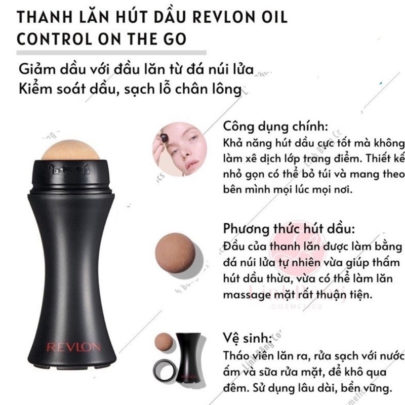 Thanh lăn hút dầu, bã nhờn làm từ đá núi lửa, thấm hút dầu thừa trên da mặt Revlon Oil