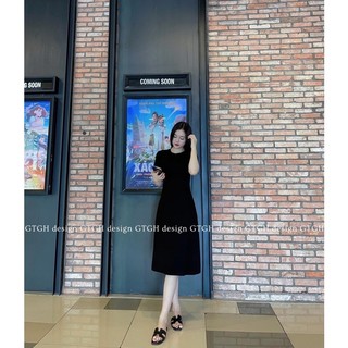 VÁY THUN XOÈ TAY CỘC CỔ TRÒN XẺ SƯỜN CHẤT ĐẸP FROM BASIC MS16288