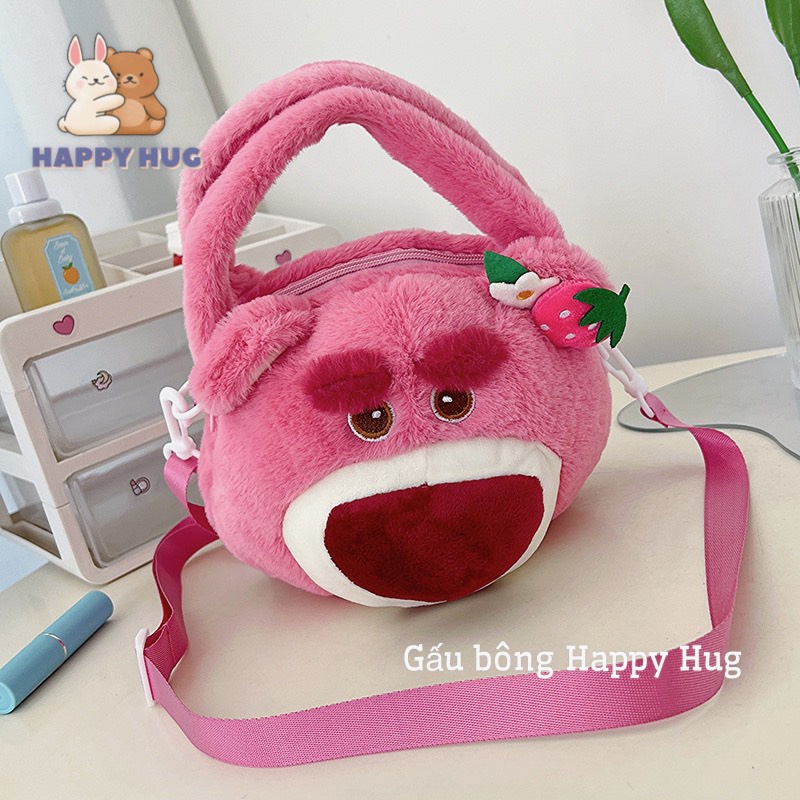 Gấu bông Túi đeo chéo dễ thương hình gấu dâu, stitch, mèo hoàng thượng kèm dây đeo đáng yêu cho bé - Happy Hug