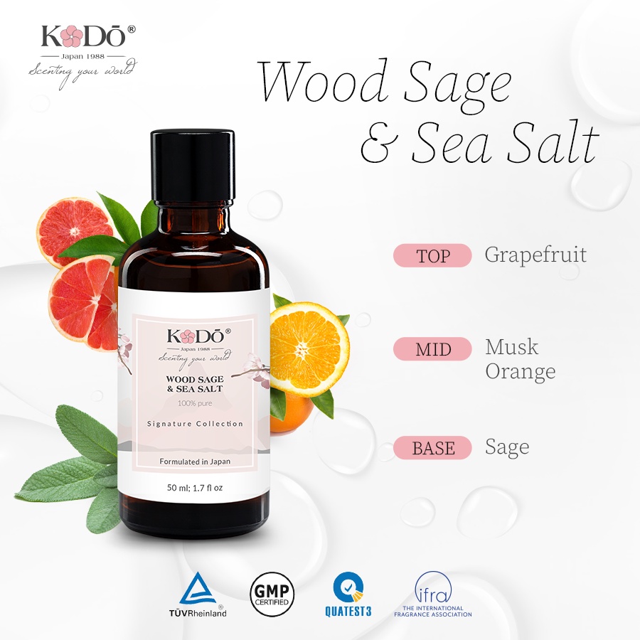 KODO - Wood Sage&Sea Salt - Hương Gỗ Sage khử mùi - Tinh Dầu Nước Hoa Nguyên Chất -Signature- 10/50/110ml QUATEST3 test