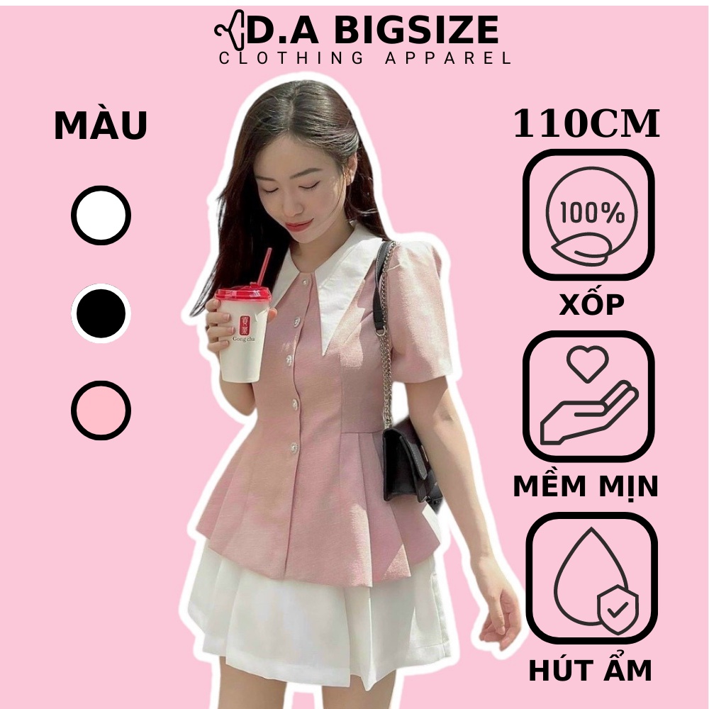 Áo Kiểu Nữ Bigsize , Áo Peplum Ly Eo Cổ Nhọn Tay Ngắn Với Chất Vải Xốp Xịn Sò Che Khuyết Điểm Cho Người Mập 50.90kg