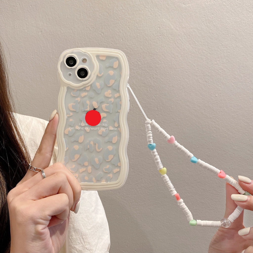 [Kèm Vòng Tay] Ốp Lưng Iphone Viền Sóng Mây Kèm Theo Quai Xinh Xắn Chống Rơi