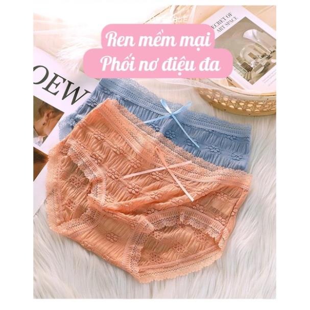 Quần Lót Nữ ❤️Quần Lót Ren Sexy Phối Hoa Mai Nổi,Nơ Gợi Cảm Quyến Rũ Myna 5336