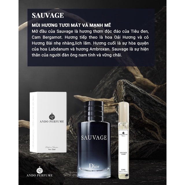 Tinh dầu nước hoa dạng xịt ando sauvage 12ml, phóng khoáng, nam tính - ảnh sản phẩm 1