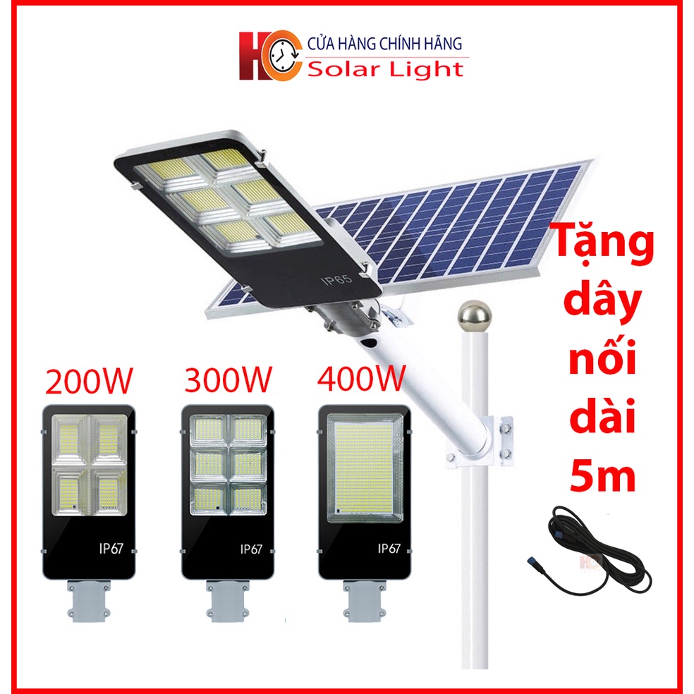 Đèn pha năng lượng mặt trời bàn chải HC SOLAR LIGHT 500W,400W,300W,200W, Vỏ nhôm, Tấm pin NLMT rời, Ánh sáng trắng