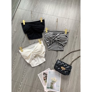 Áo ống xoắn ngực croptop có kèm mút ngực cực sexy , chất thun gân dày dặn co giãn