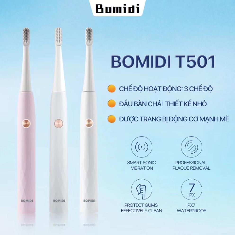 Bàn chải điện BOMIDI T501  -3 chế độ Làm sạch ,chống thấm nước cấp IPX7