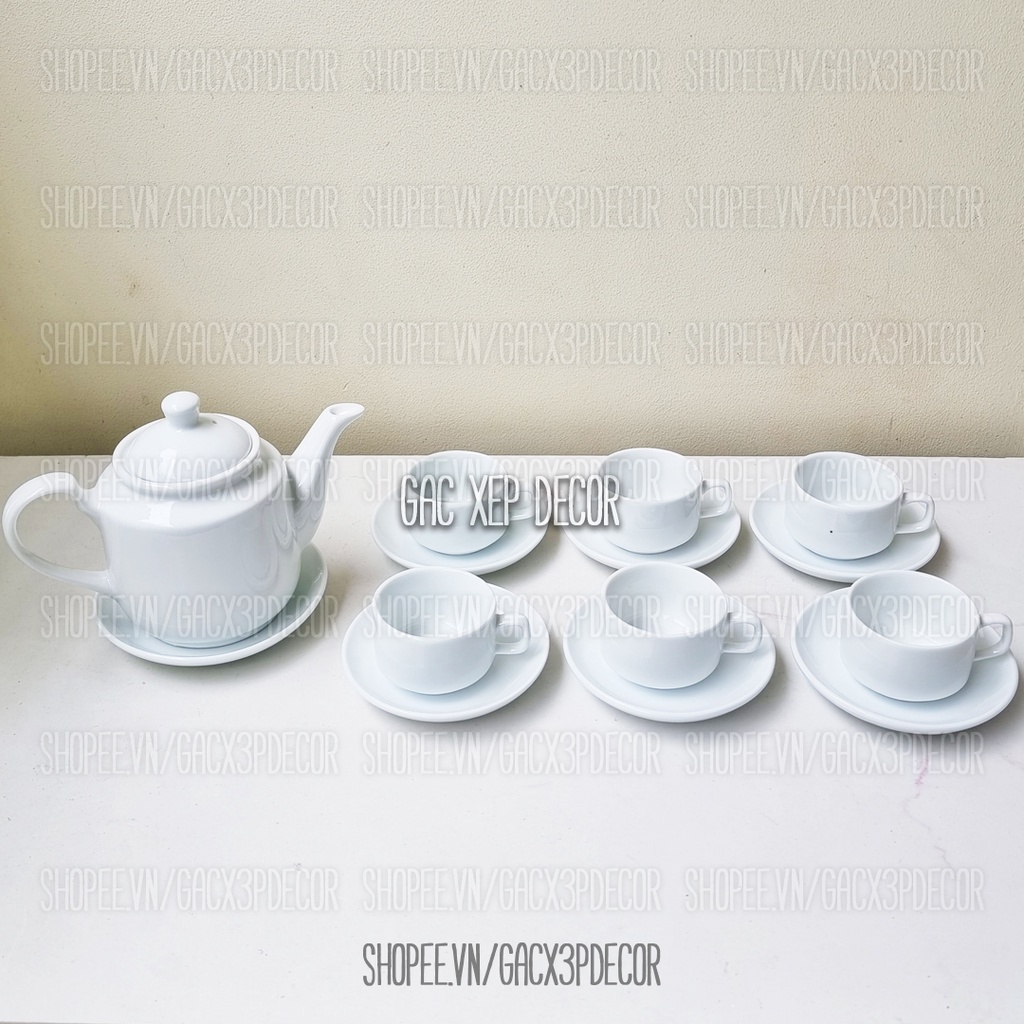 Ấm chén pha trà sứ thấu quang trắng - Bát Tràng | BigBuy360 - bigbuy360.vn