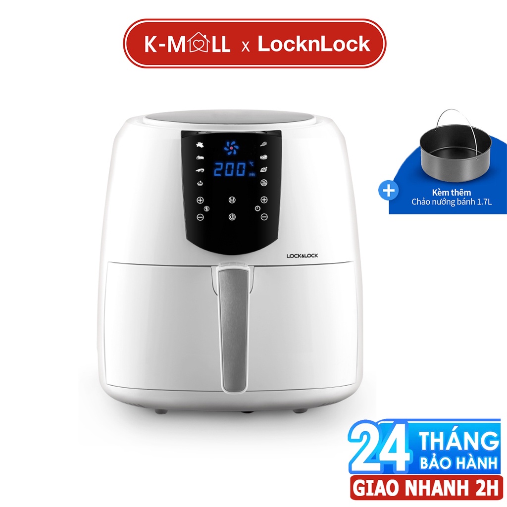 Nồi Chiên Không Dầu LocknLock Jumbo Plus Air Fryer dung tích 5.2L  EJF357 màu trắng - K-MALL