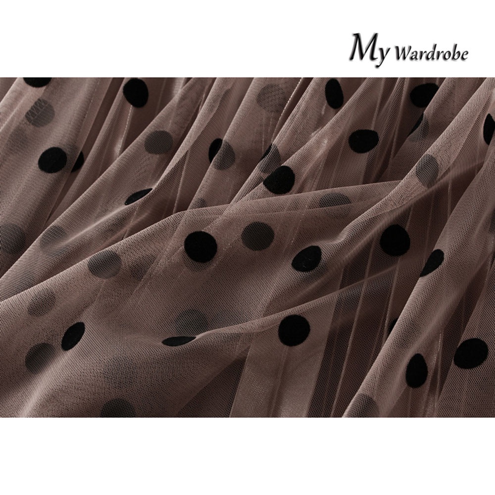 Váy Chấm Bi Thời Trang Nữ Tính Chân Váy Chữ A Lưng Cao Thời Trang Cho Nữ Váy Xòe Xếp Ly Có Thể Đảo Ngược