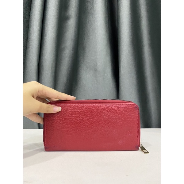 Ví si nhập Nhật dáng dài, màu đỏ nổi bật, da bò thật 100%