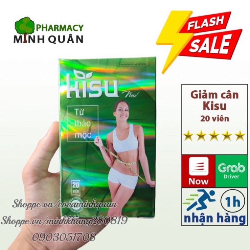 Kisu - Hỗ trợ giảm béo từ thảo dược - hộp 20 viên giảm mỡ máu hết tăng cân từ trà xanh, lá sen và dược liệu