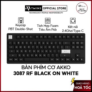 Bàn phím cơ akko 3087 rf white on black - hàng chính hãng