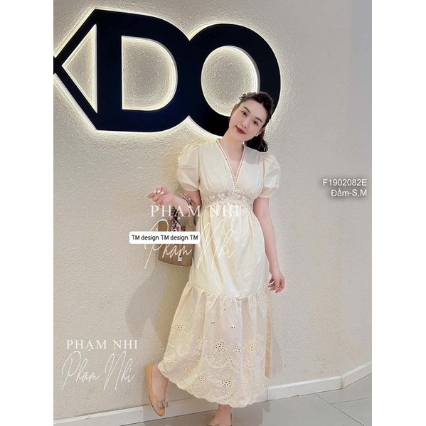 Đầm maxi kiểu ngực phối ren cổ tim tay bồng! 360k