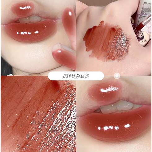 Son bóng GEGE BEAR Water Light Lip Glaze gấu tím dễ thương Cao Cấp