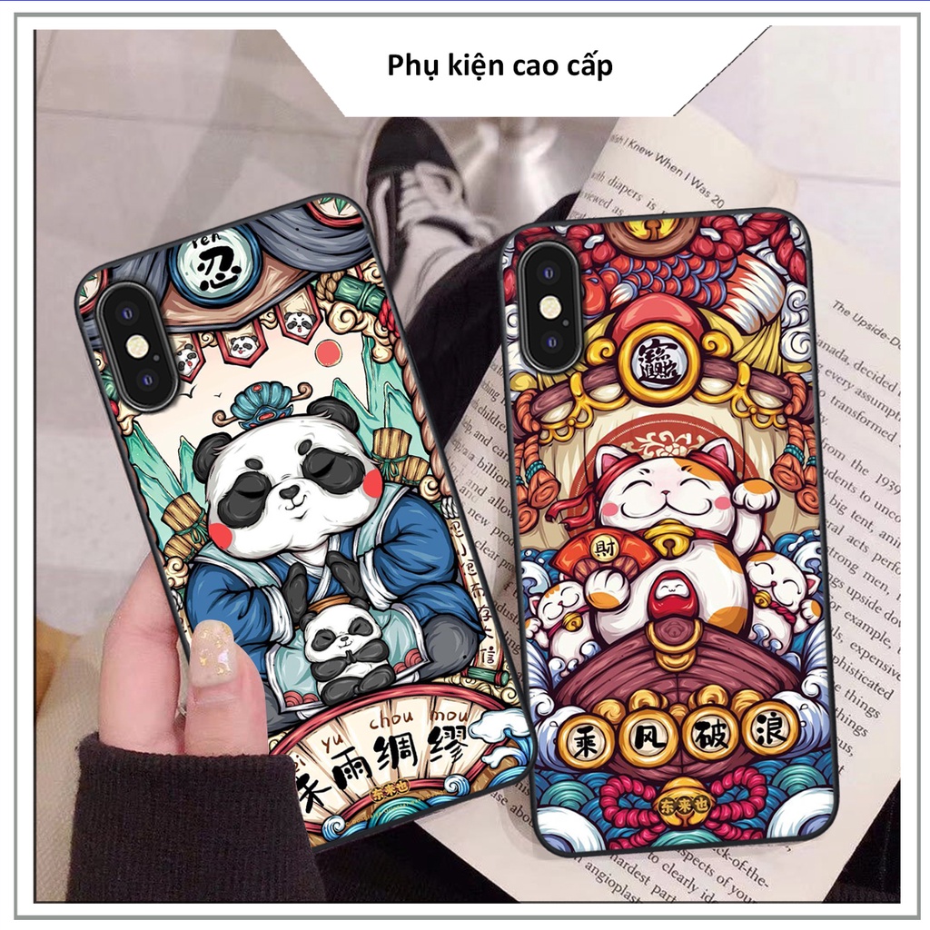 Ốp lưng iphone X/Xs/Xsmax Silicon Viền Vuông in hình Mèo Thần Tài BaQstore