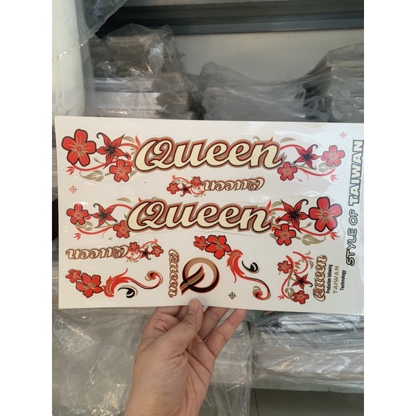 Bộ tem xe đạp Queen màu đỏ hàng nhập Thái Lan chất lượng cao dành trang trí cho tất cả các loại xe đạp