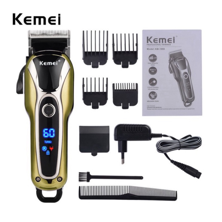 Tông Đơ Kemei KM-1990 Chuyên Nghiệp 2 Mức Điều Chỉnh Tốc Độ Màn Hình LCD - Chính Hãng Bảo Hành 12 Tháng ..