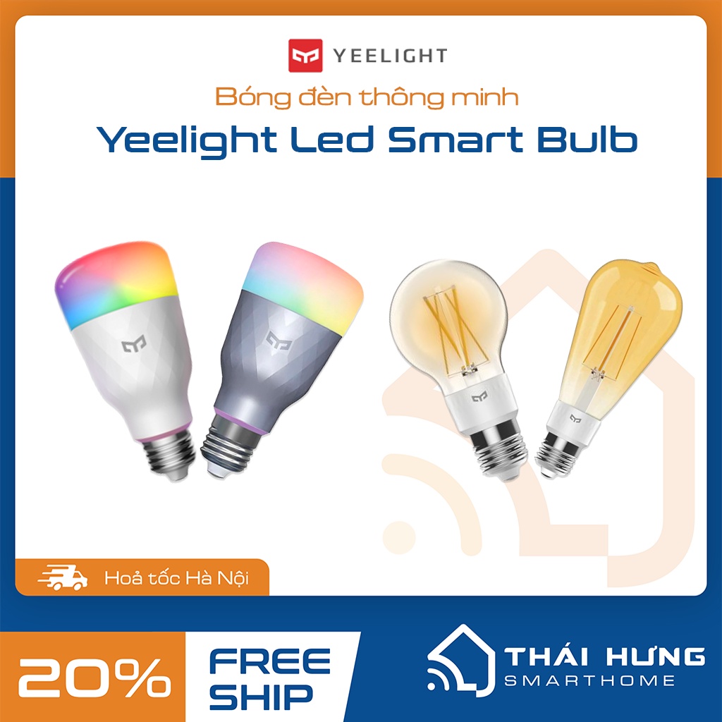 [Hỏa Tốc HN] Đèn thông minh Yeelight Bulb 1S, W3, 16 triệu màu điều khiển qua App, hỗ trợ Google, Alexa