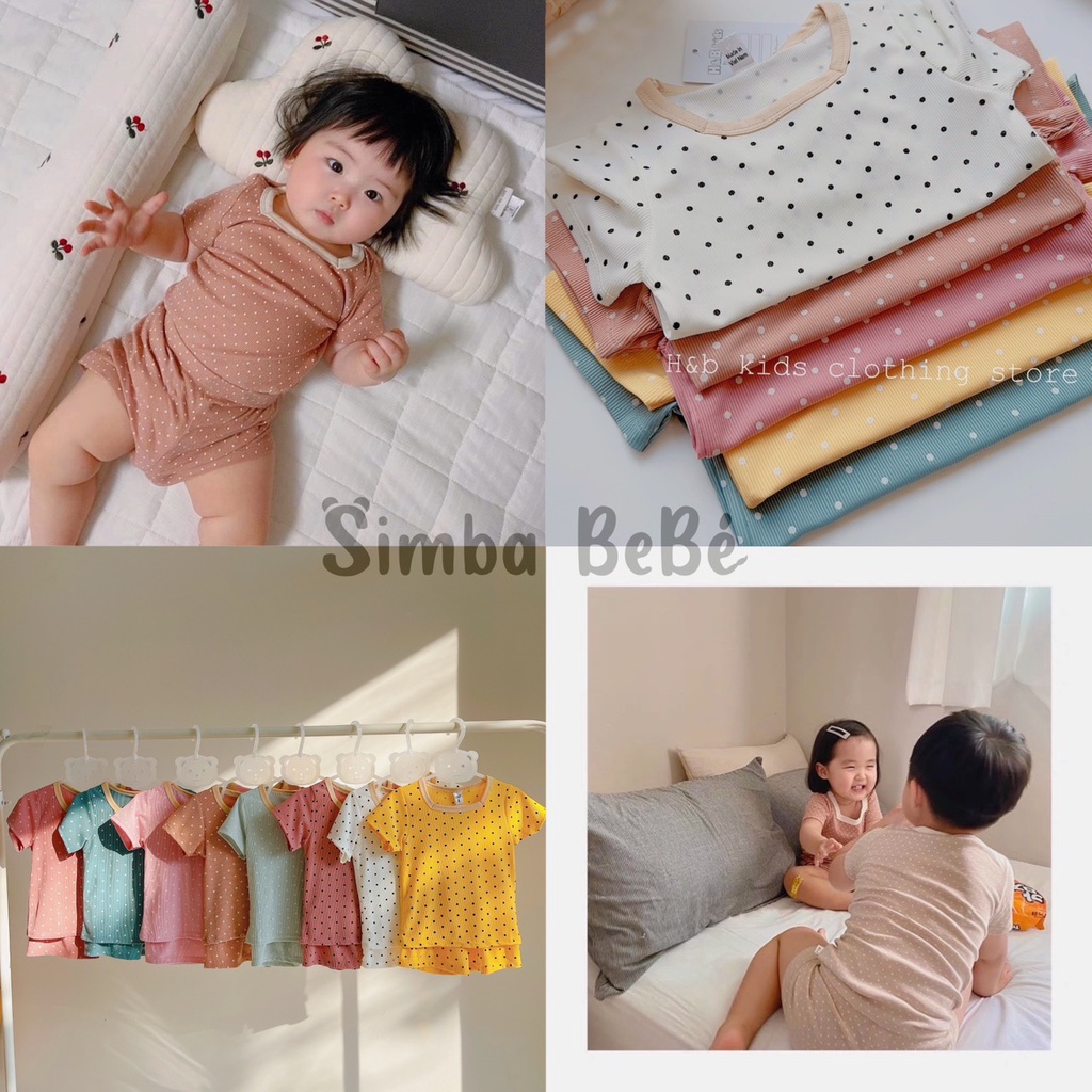 Bộ thun tăm chấm bi dễ thương cho bé