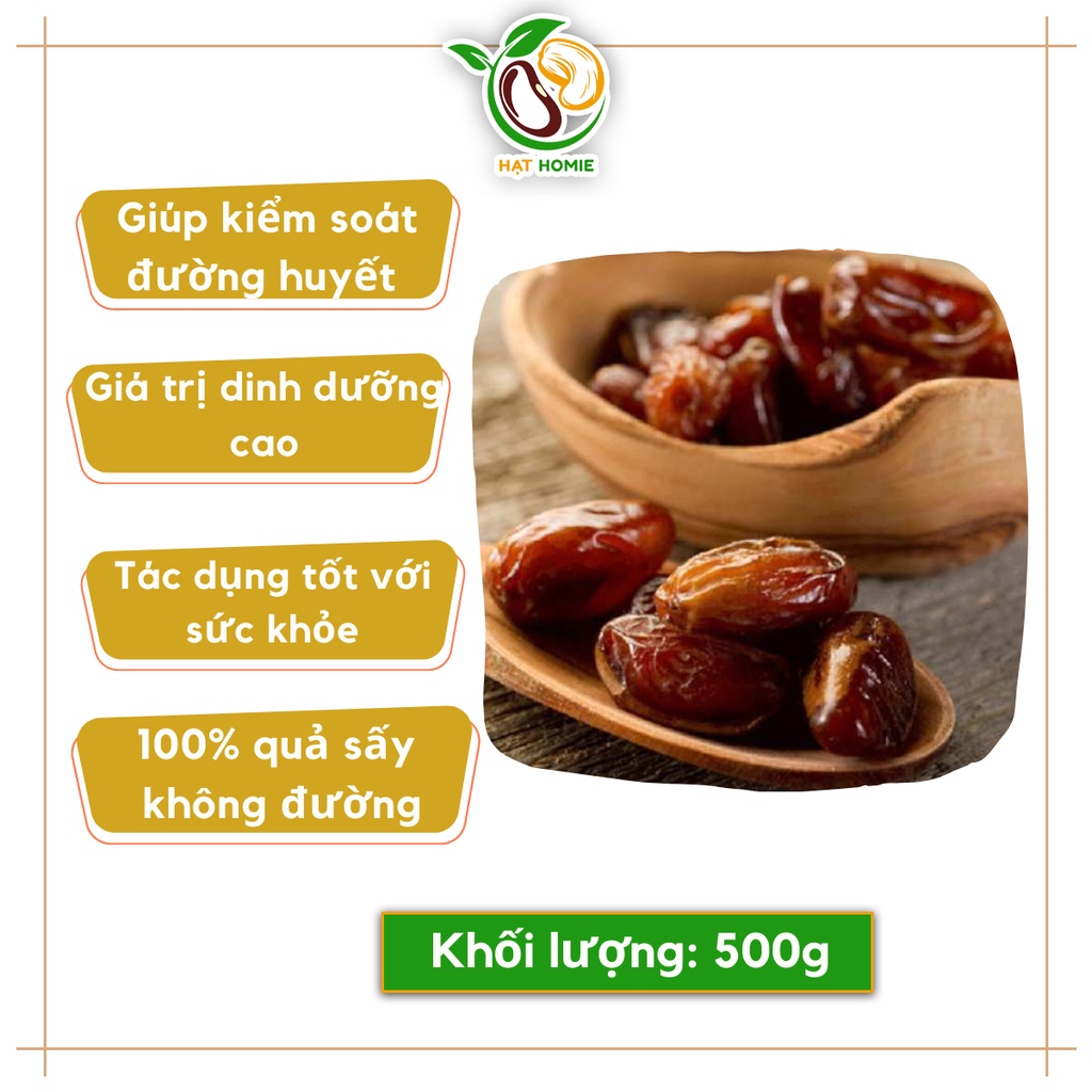 Quả Chà Là Sấy Dẻo Không Đường Tạo Ngọt Sữa Hạt Nhập Khẩu Ấn Độ 500g