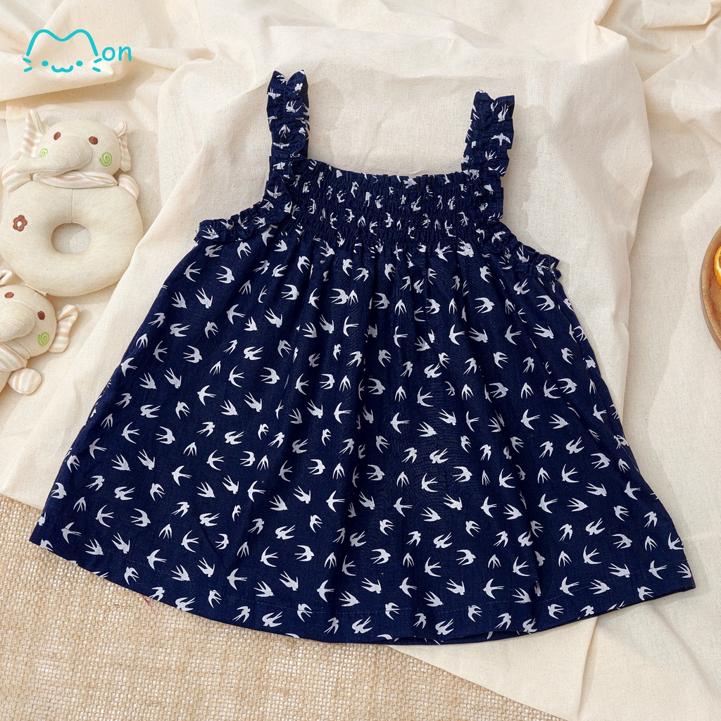 Áo hai dây cho bé gái chất cotton họa tiết tươi sáng, áo hai dây cho bé gái hoa nhí, cho bé 2-6T MonBabies A2DG23S07