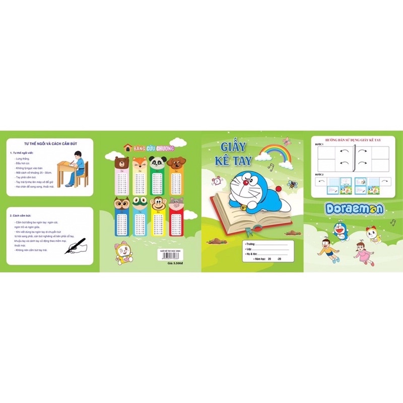 Bìa kê tay giúp vở con luôn sạch đẹp hình Doraemon đáng yêu