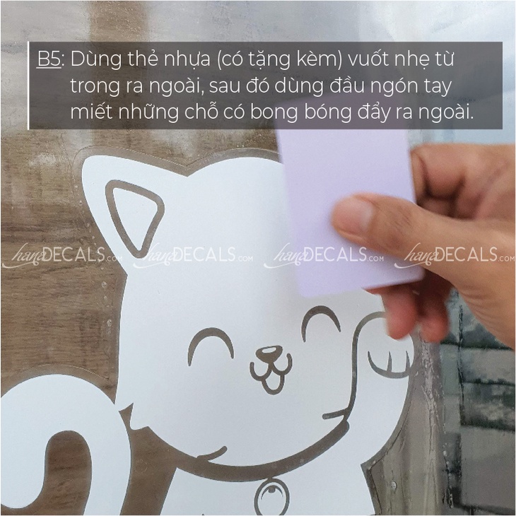 Decal Trang Trí Làm Đẹp Cửa Kính HanaDecals. Mèo May Mắn - Lucky Cat. Tặng kèm thẻ nhựa. Mẫu LC07