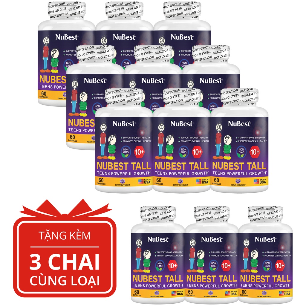 [Combo 9 Tặng 3 Cho Độ Tuổi Từ 10-20] TPBVSK hỗ trợ Tăng Chiều Cao NuBest Tall 10+