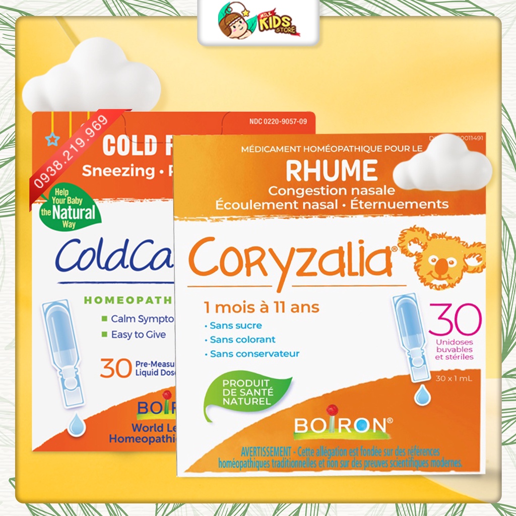 Muối uống giảm cảm lạnh, sổ mũi Boiron Coryzalia Cold và Biozron ColdCalm cho bé