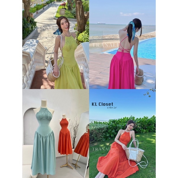 Đầm yếm đũi đan dây lưng