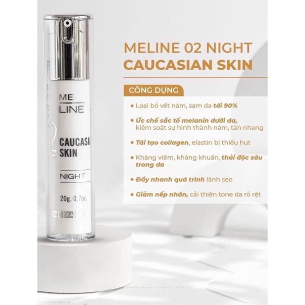 Kem giảm nám, phân giải sắc tố ban đêm Meline 02 Night Caucasian Skin 20gram