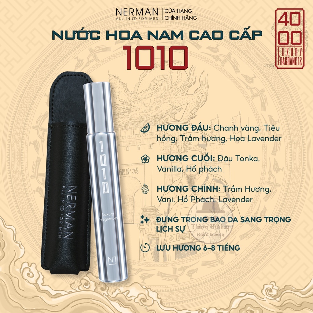 Nước Hoa Nam Chính Hãng Nerman 4000 - Bộ 3 Chai Nước Hoa Nerman Hương Thơm Nam Tính Mạnh Mẽ Lưu Hương Cực Lâu
