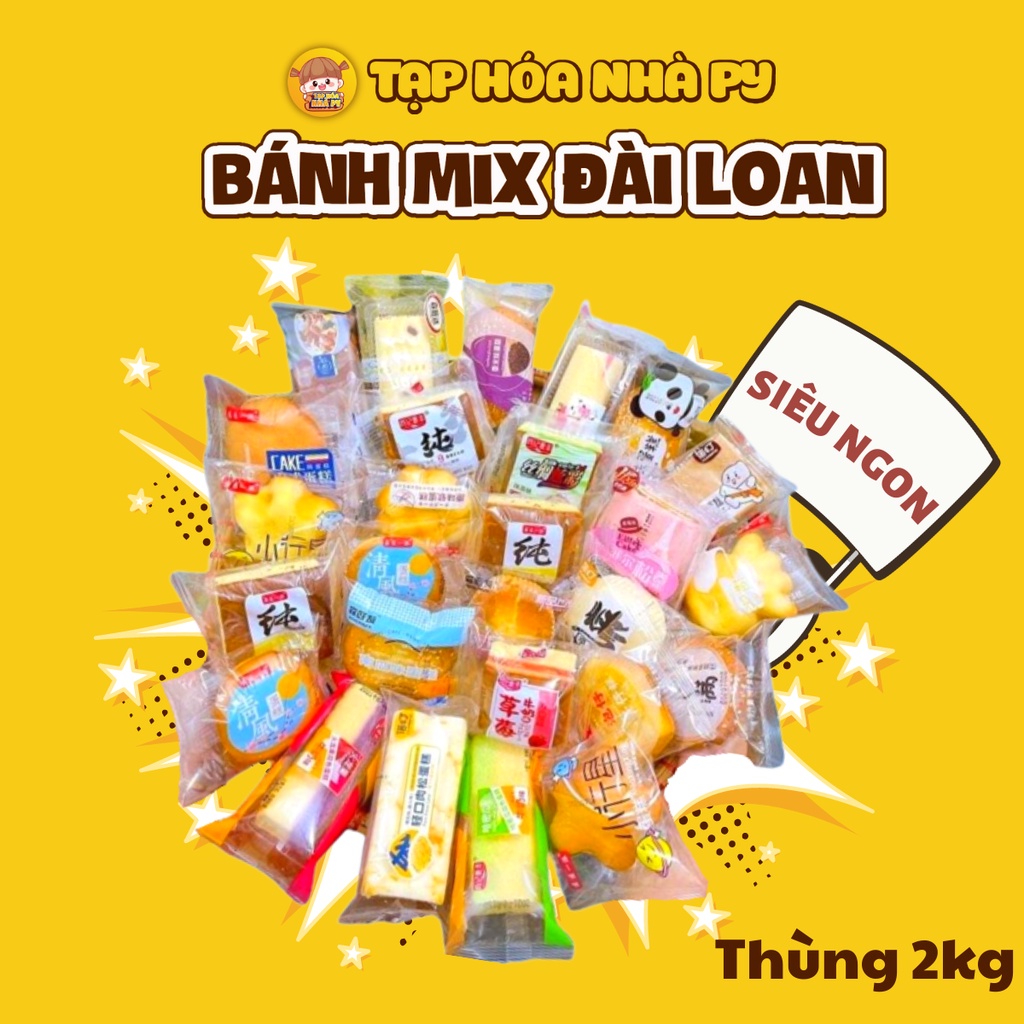 Bánh Mix Đài Loan Thùng 2kg Không Trùng Vị- Bánh mix đủ vị mềm mịn thơm ngon đầy dinh dưỡng