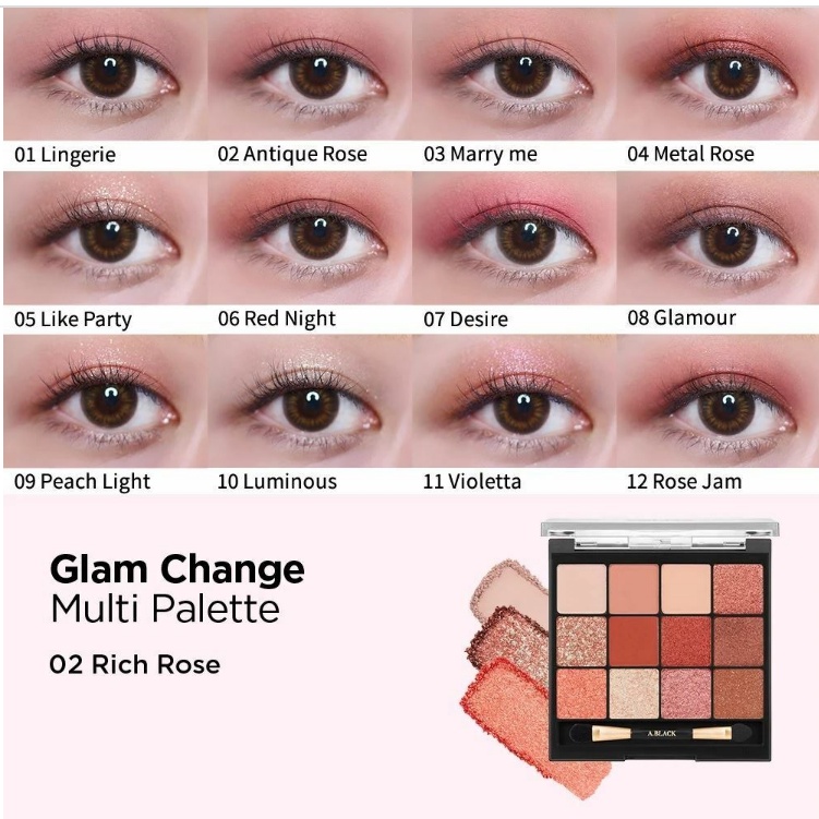 Bảng Phấn Mắt 12 Màu A.Black Glam Change Multi Palatte by Clio 14.4g