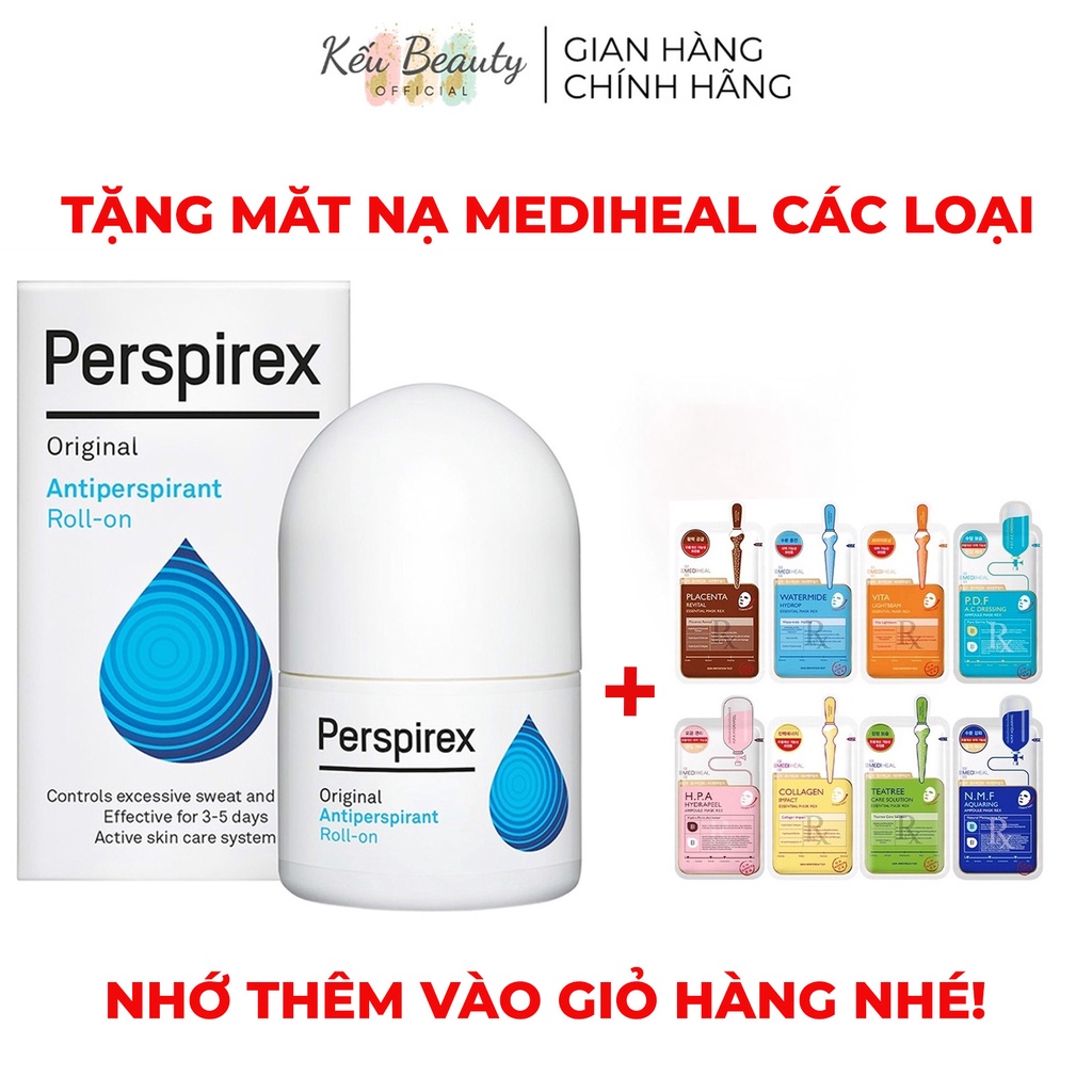 Lăn khử mùi chuyên giảm hôi nách và ngăn tiết mồ hôi Perspirex Extra-effective 20ml - Original (Loại Vừa)