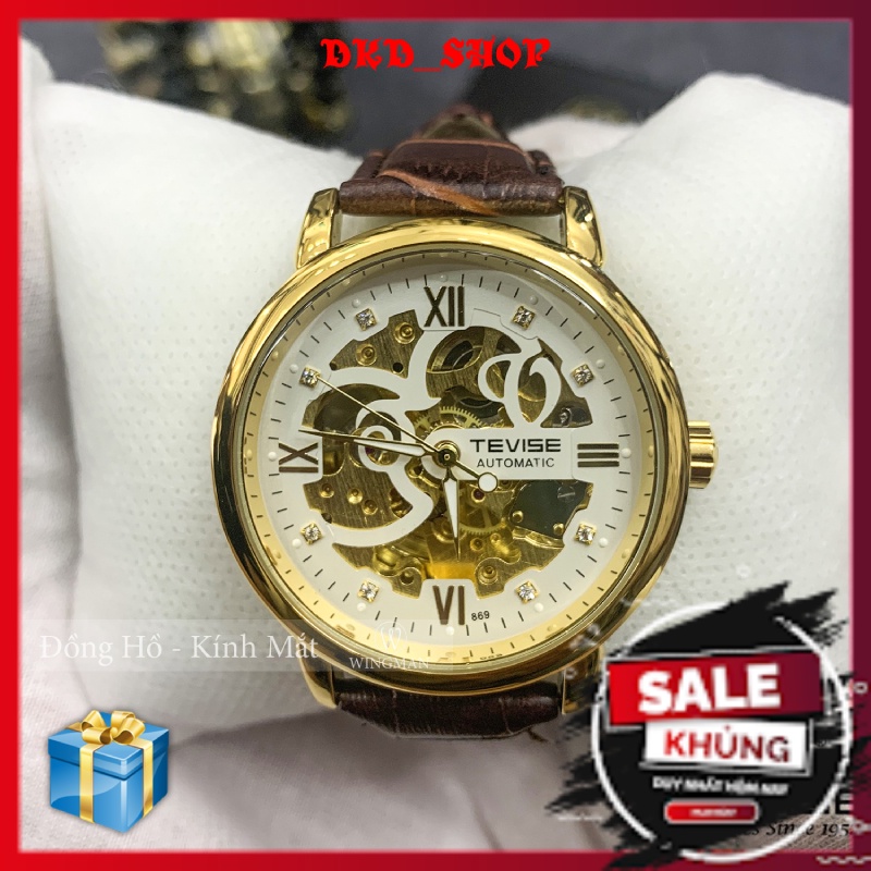 Đồng hồ cơ nam Tevise T869A-1 dây da cao cấp, full box, mặt kính sapphire chống xước, chống nước, bảo hành 12 tháng
