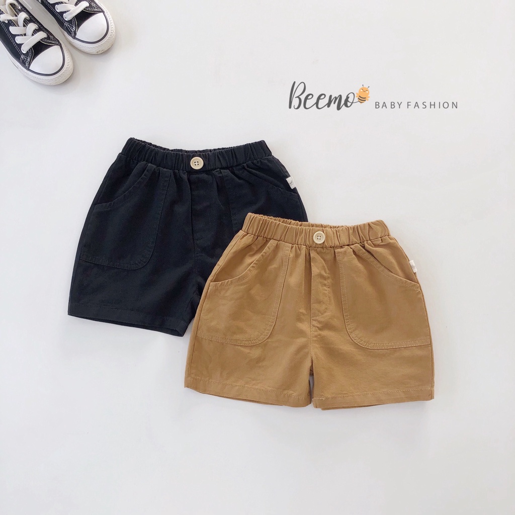 Quần đùi kaki trơn cho bé trai, quần sóc đùi bé trai hàng Beemo đẹp