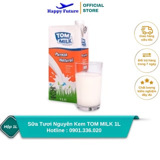 [1 Hộp] Sữa Tươi Nguyên Kem TOM MILK 1L - Nhập Khẩu Bồ Đào Nha