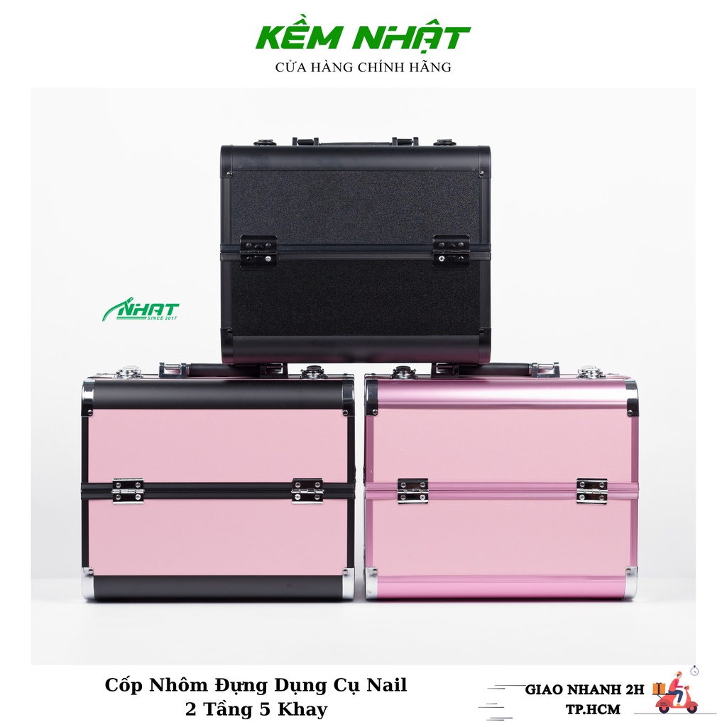 Cốp Nhôm Đựng Dụng Cụ Nail 2 Tầng 5 Khay