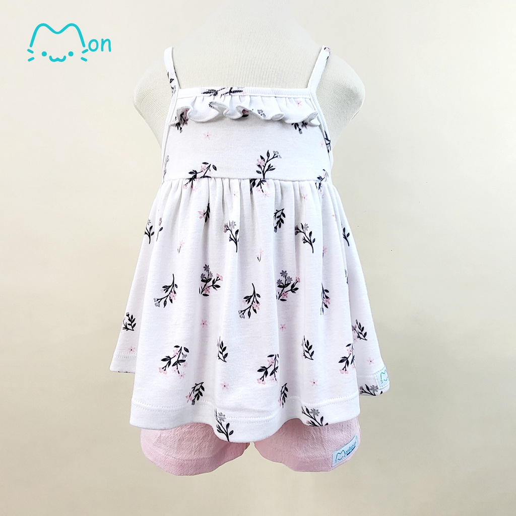 Áo hai dây bé gái mùa hè, chất liệu cotton nhẹ mát thấm hút mồ hôi tốt phù hợp mặc nhà, đi chơi. Monbabies MA2243