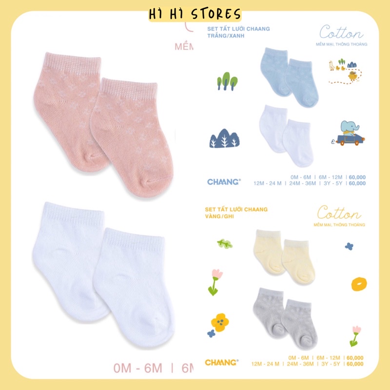 Chaang combo 2 đôi tất lưới điều hoà cho bé 0-5 tuổi SS2023