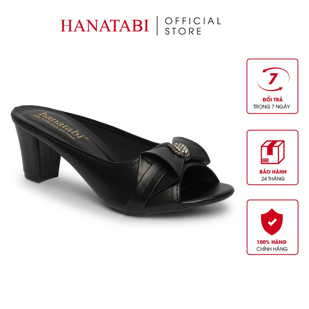 Dép Nữ Hanatabi Nơ Có Khoá Gót Cao 5cm Mã HNSB5F710