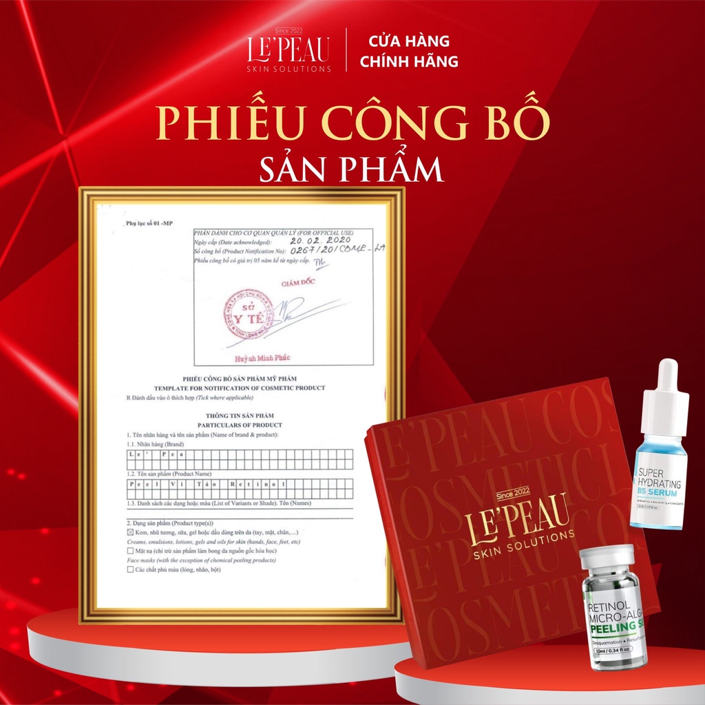 Peel Da Vi Tảo Retinol Le'peau - Giúp da trắng sáng mịn màng, mờ nám, mờ thâm