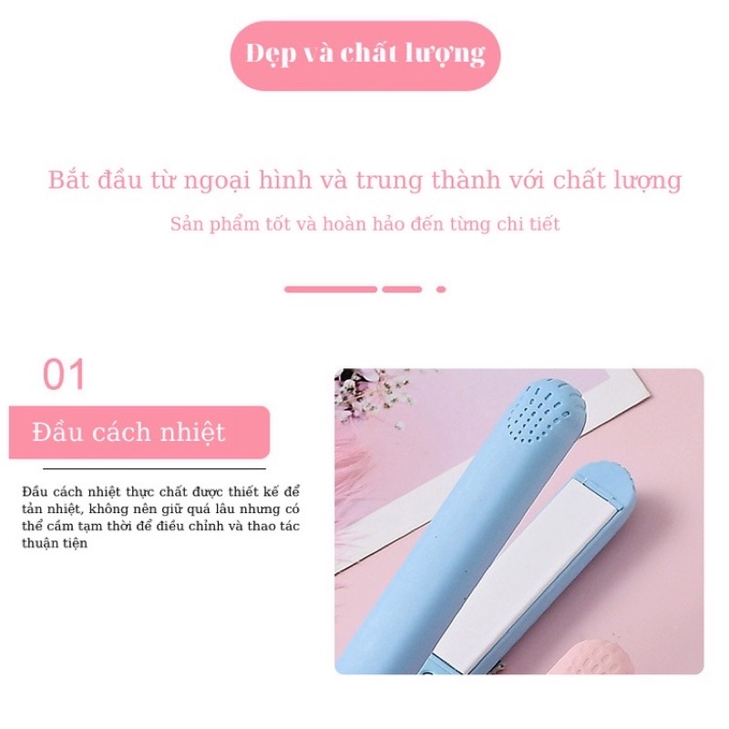 Máy là tóc mini cao cấp nóng nhanh dễ dàng tự ép tóc tại nhà
